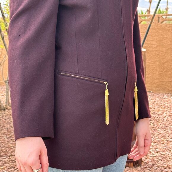 Vintage 1980s Louis Feraud Wool Women's Size 6 Purple Tassel Made In W Germany - Picture 3 of 12